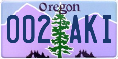 OR license plate 002AKI