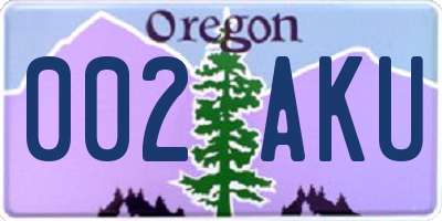 OR license plate 002AKU