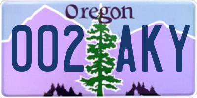 OR license plate 002AKY