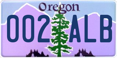 OR license plate 002ALB