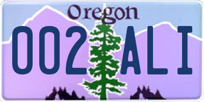 OR license plate 002ALI