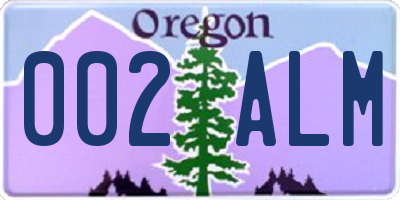 OR license plate 002ALM