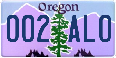 OR license plate 002ALO