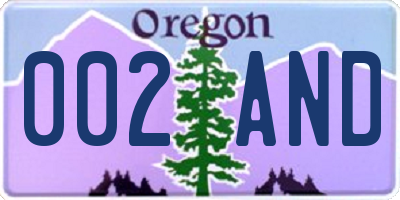 OR license plate 002AND