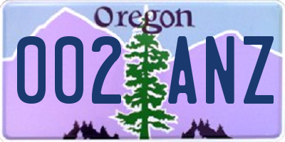 OR license plate 002ANZ