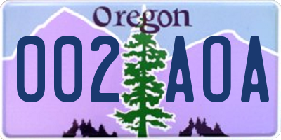 OR license plate 002AOA