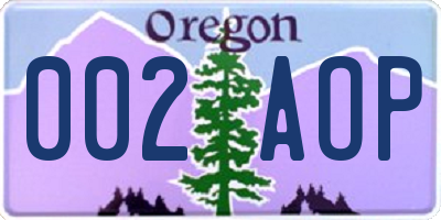 OR license plate 002AOP