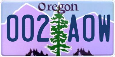 OR license plate 002AOW