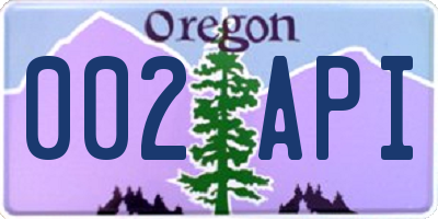 OR license plate 002API