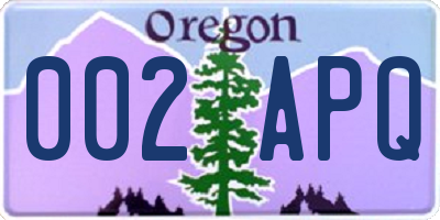 OR license plate 002APQ
