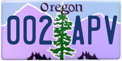 OR license plate 002APV