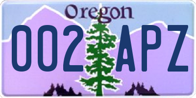 OR license plate 002APZ