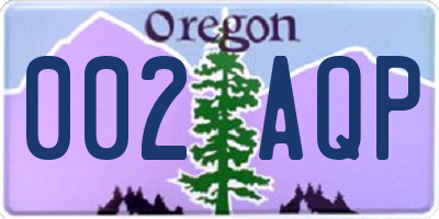 OR license plate 002AQP