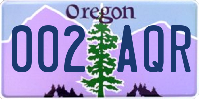 OR license plate 002AQR