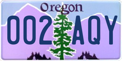 OR license plate 002AQY