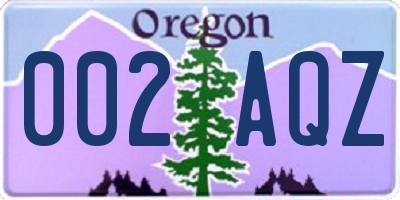 OR license plate 002AQZ