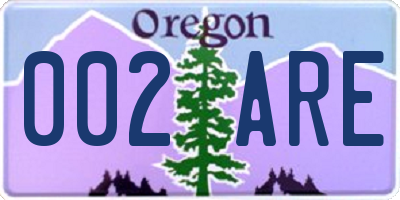 OR license plate 002ARE