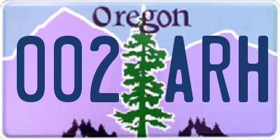 OR license plate 002ARH