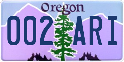 OR license plate 002ARI