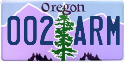 OR license plate 002ARM