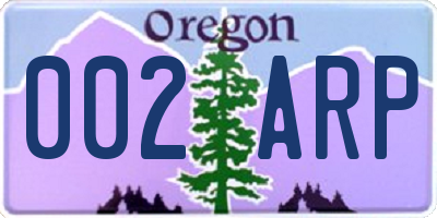 OR license plate 002ARP