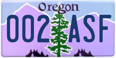 OR license plate 002ASF