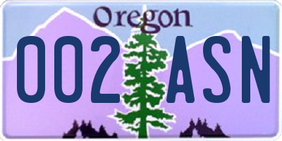 OR license plate 002ASN