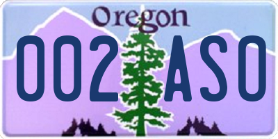 OR license plate 002ASO