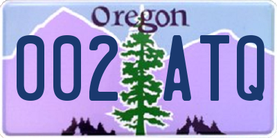 OR license plate 002ATQ