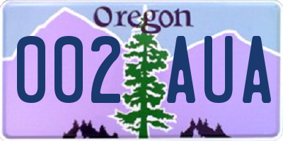 OR license plate 002AUA