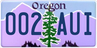 OR license plate 002AUI