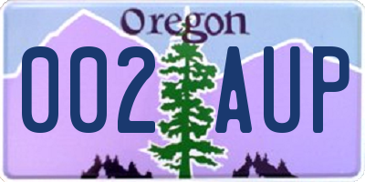 OR license plate 002AUP