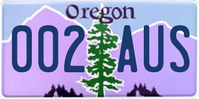 OR license plate 002AUS