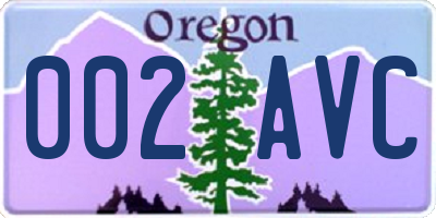 OR license plate 002AVC
