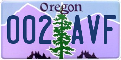 OR license plate 002AVF