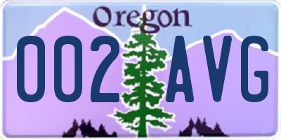 OR license plate 002AVG