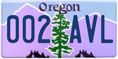 OR license plate 002AVL