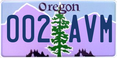 OR license plate 002AVM
