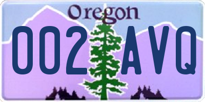 OR license plate 002AVQ