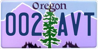 OR license plate 002AVT