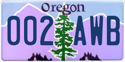 OR license plate 002AWB