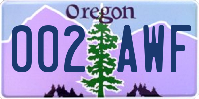 OR license plate 002AWF