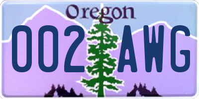 OR license plate 002AWG