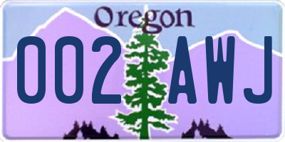 OR license plate 002AWJ