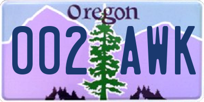 OR license plate 002AWK