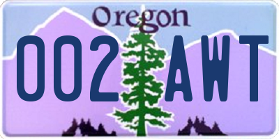 OR license plate 002AWT