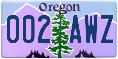 OR license plate 002AWZ