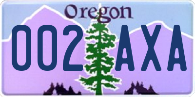 OR license plate 002AXA
