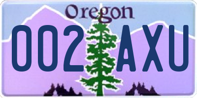 OR license plate 002AXU