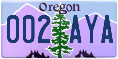 OR license plate 002AYA